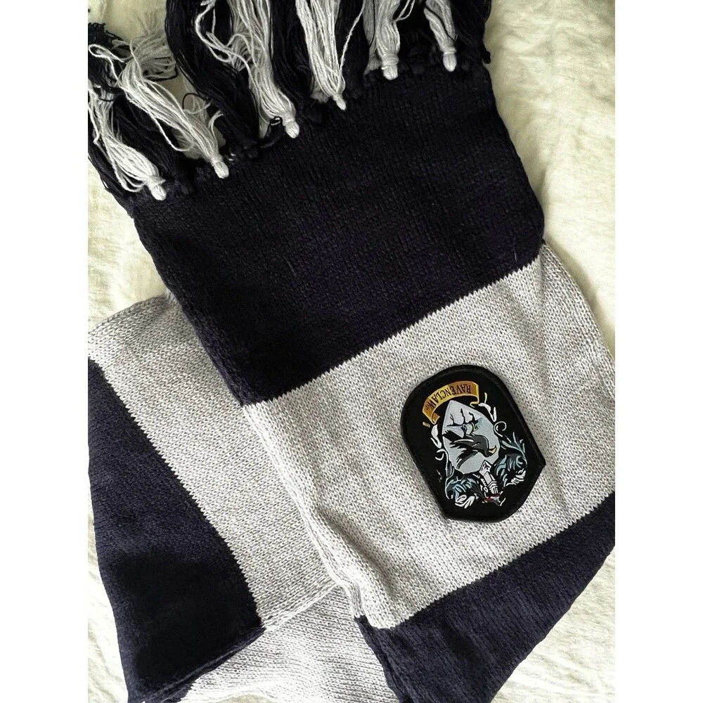 Harry Potter RAVENCLAW Scarf Fringe Broad Striped w/Embroidered patch 72